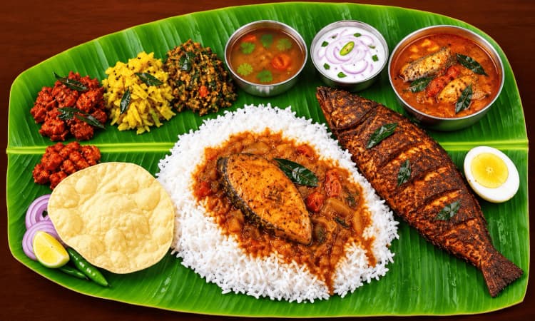 மீன் சாப்பாடு - traditional non-vegetarian food at Saaral Mess, Tenkasi